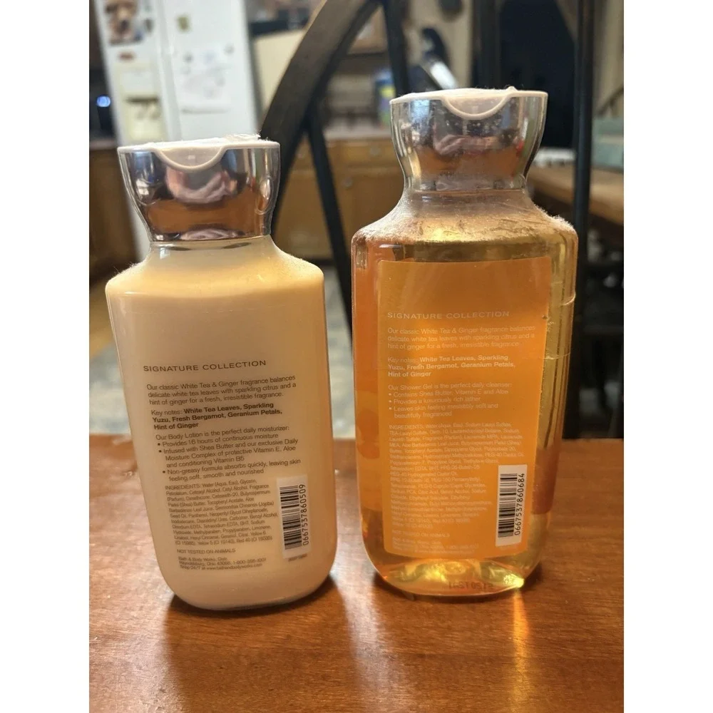 Bath & Body Works White Tea & Ginger Lotion & Shower Gel Gift Set New Full Size